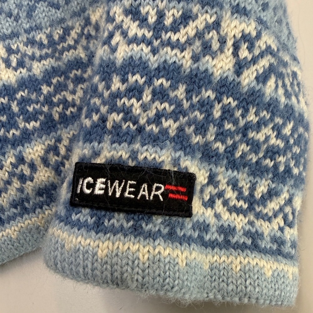 Icewear Icelandic Wool Cardigan Sweater Blue Fair Isle Nordic Pewter Button S - Picture 8 of 11